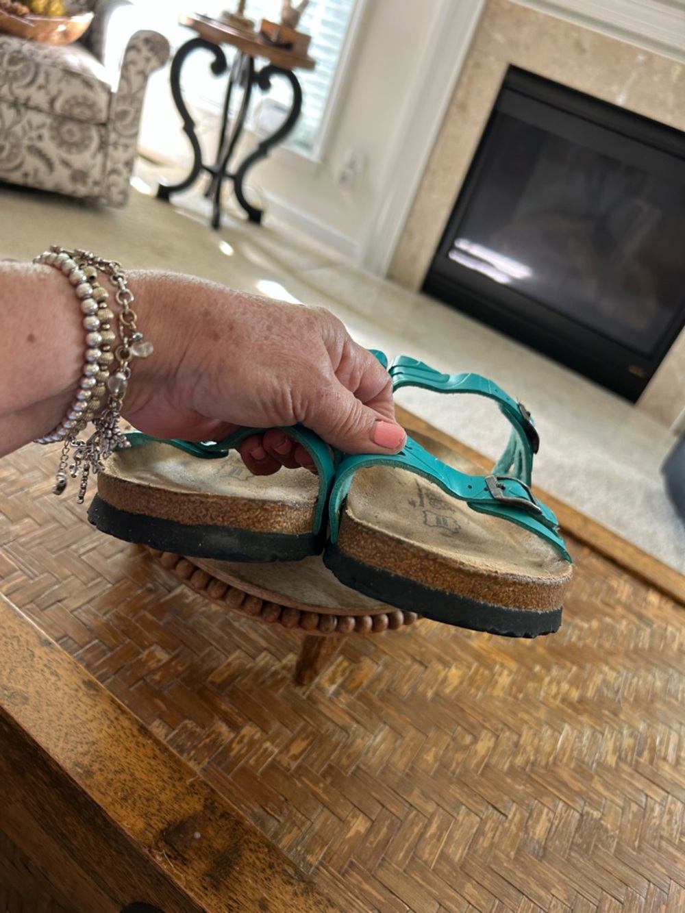 Birkenstock Birki Sea Blue/Turquoise Strappy Women's Sandals - Picture 4 of 10